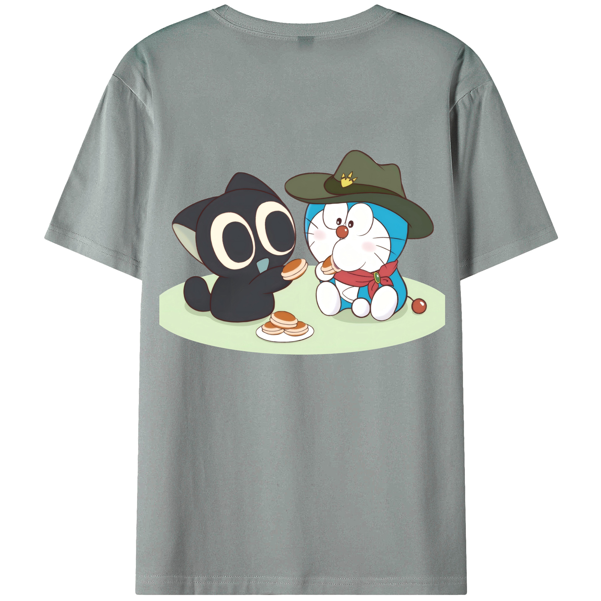 （画像用） ドラえもん Doraemon 綿100％ メンズ半袖Tシャツ（バックプリント） 通気性